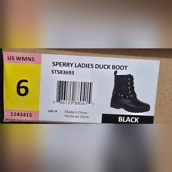 Sperry Ladies Duck Boots Women’s Size 6 Black Quilted Warm Waterproof - Picture 9 of 13